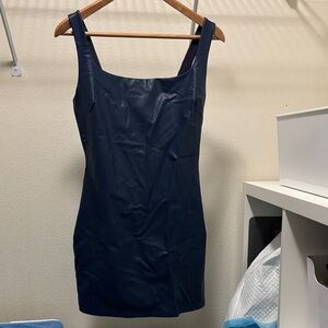 Naked Wardrobe Navy faux leather dress